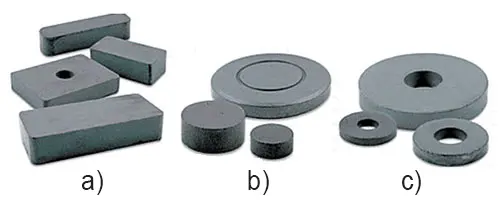 Ceramic magnets in form of blocs, discs and rings