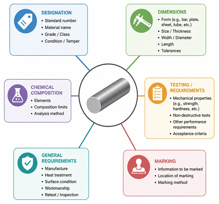 Typical information within a metal standard